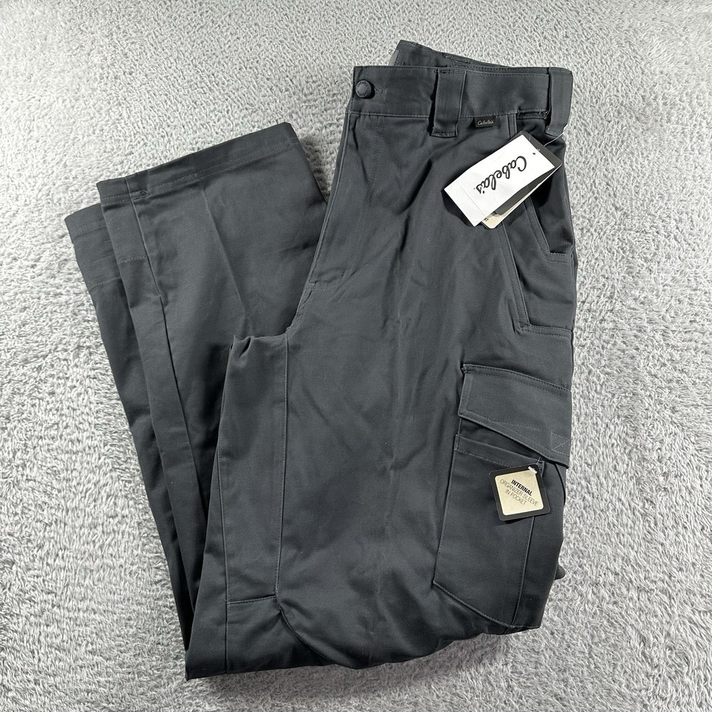 Cabelas Tactical Performance Pants Mens 34 Dark Grey Cargo Knee Articulation NWT